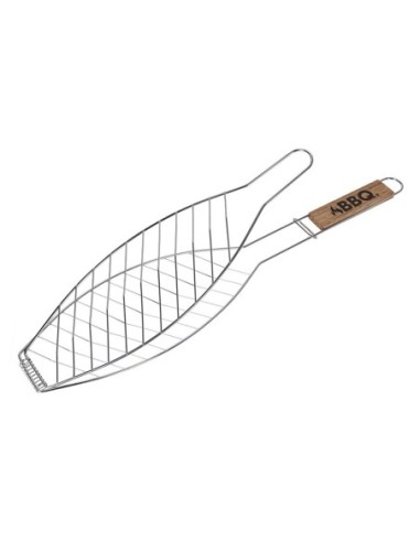 Parrilla para pescado con mango de madera (14cm x 58cm)