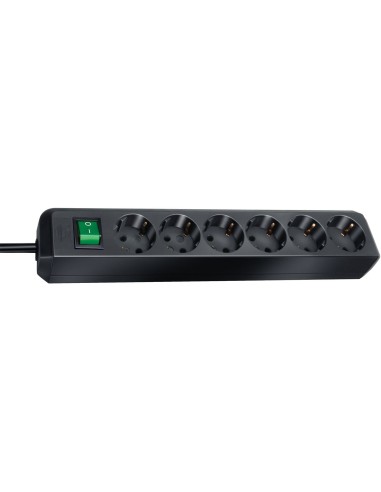 BRENNENSTUHL 1159300018 - Base múltiple Eco-Line negra con interruptor (8 tomas y 3 m)