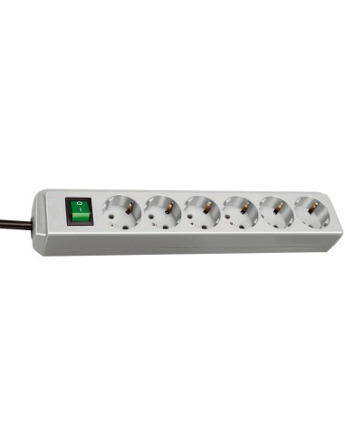 BRENNENSTUHL 1159350018 - Base múltiple Eco-Line gris claro con interruptor (8 tomas y 3 m)