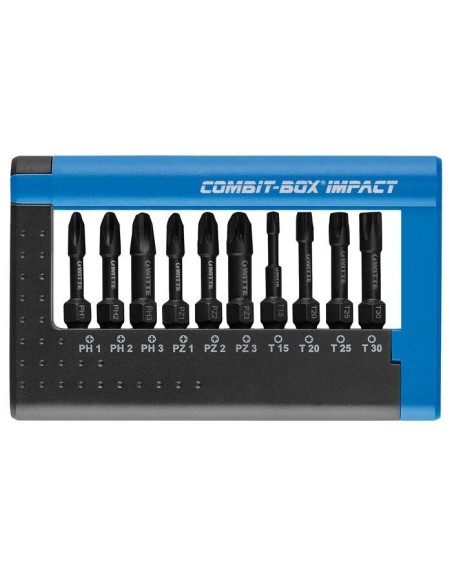 WITTE 28477 - Juego de 10 puntas de impacto COMBIT-BOX en caja dispensadora