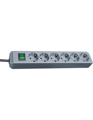 BRENNENSTUHL 1159540015 - Base múltiple Eco-Line gris plata con interruptor (6 tomas y 1.5 m)