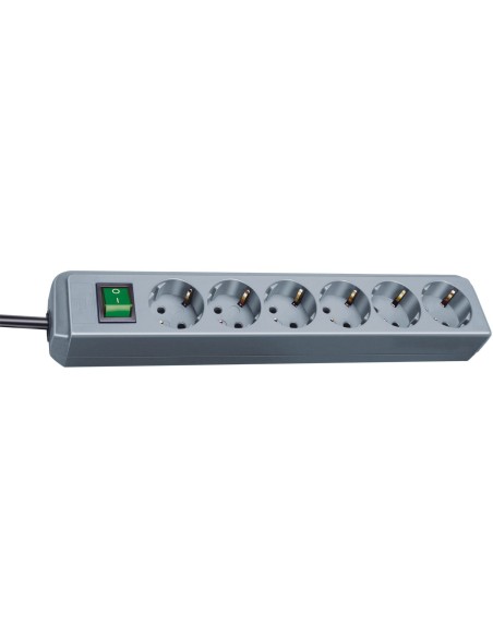 BRENNENSTUHL 1159540015 - Base múltiple Eco-Line gris plata con interruptor (6 tomas y 1.5 m)