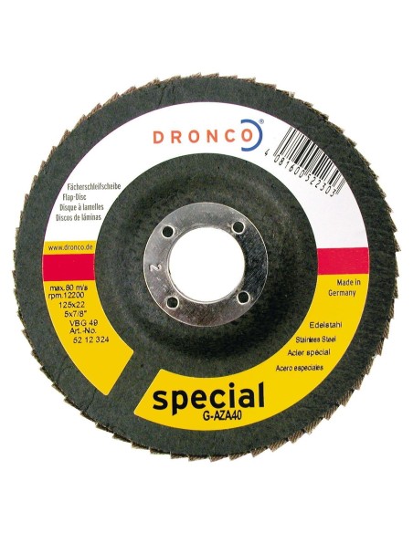 DRONCO G-AZA-180/6-P - Disco de láminas abrasivas zirconio (base abombada) G-AZ-A  180 mm grano 60