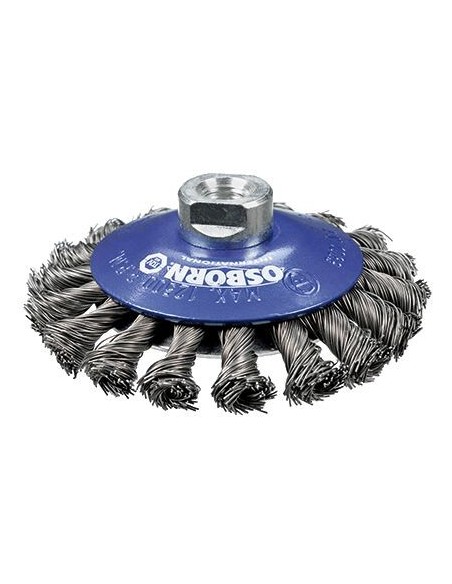 Osborn 0002632351 - Cepillo cónico de inox trenzado con tuerca M14 Ø 115 mm y filamento Ø 0.50 mm