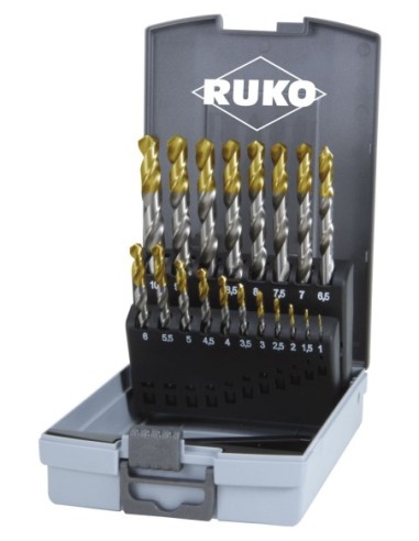 RUKO 2501215TRO- Juego de 25 Brocas HSS-G con puntas TiN