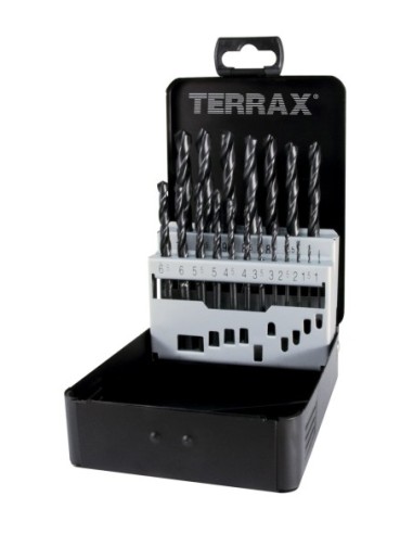 TERRAX A205211 - Juego de brocas DIN 338 tipo N HSS laminadas 25 piezas