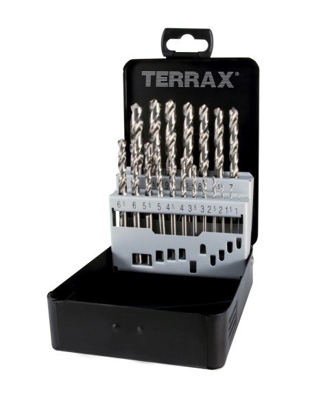 TERRAX A214215 - Juegos brocas DIN 338 tipo N HSS rectificadas 25 piezas