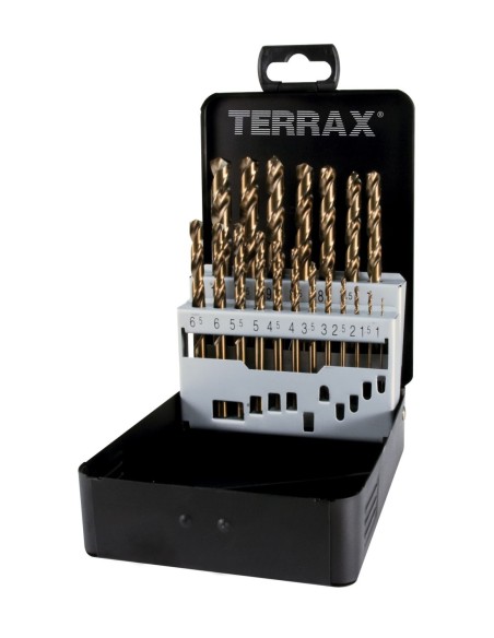 TERRAX A215215 - Juegos brocas DIN 338 tipo N HSS-Co 5 rectificadas 25 piezas