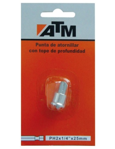 ATM 14PH250B - Puntas de atornillar con tope de profundidad en blister individual (PH2x1/4" Largo 50 mm)