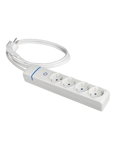 Prolongador con 4 tomas 2P+T, (16A - 250v~) con interruptor luminoso. 1,5 m de cable H05W-F 3g 1,5mm² - 8014pil SOLERA