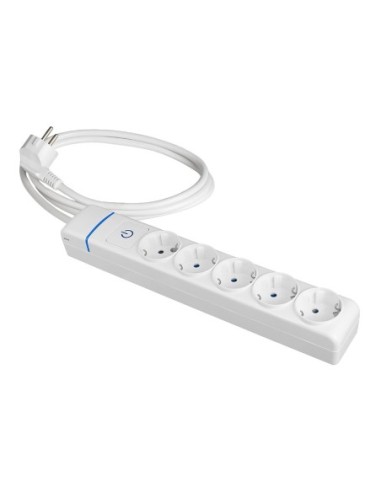 Prolongador con 5 tomas 2P+T, (16A - 250v~) con interruptor luminoso. 1,5 m de cable H05W-F 3g 1,5mm² - 8015pil SOLERA