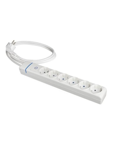 Prolongador con 6 tomas 2P+T, (16A - 250v~) con interruptor luminoso. 1,5 m de cable H05W-F 3g 1,5mm² - 8016pil SOLERA