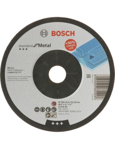 Disco de desbaste cóncavo BOSCH Standard for Metal (150 x 6 x 22,23)