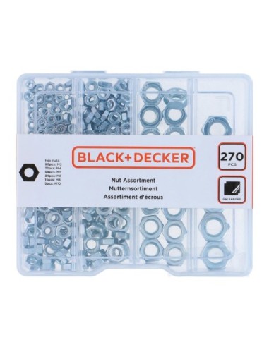 Surtido de tuercas (270 piezas) Black+Decker