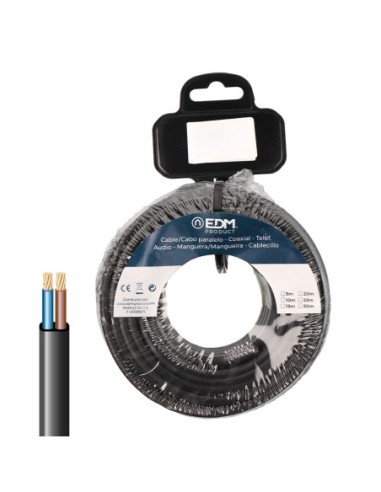 Carrete de 10m de cable paralelo plano (Negro) 2x2,5mm EDM