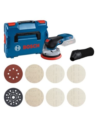 Lijadora excéntrica BOSCH GEX 18V-125 Professional (sin batería ni cargador, incluye accesorios)