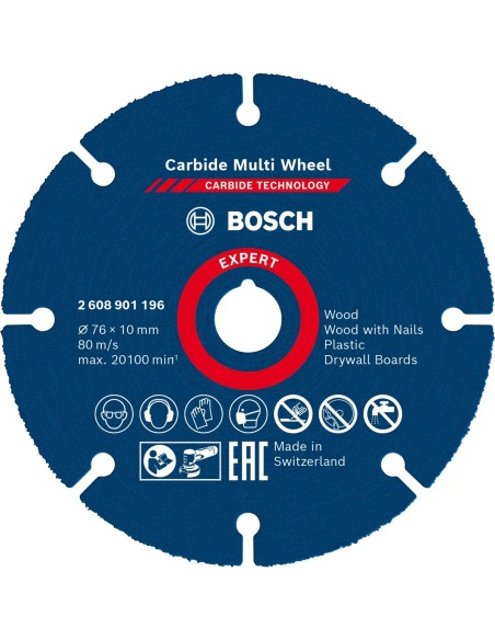 BOSCH 2608901196 Disco de corte Expert Carbide Multi Wheel de 76 mm 10 mm