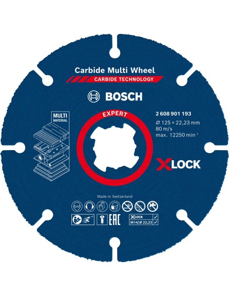 BOSCH 2608901193 Disco de corte Expert Carbide Multi Wheel X-LOCK de 125 mm 2223 mm