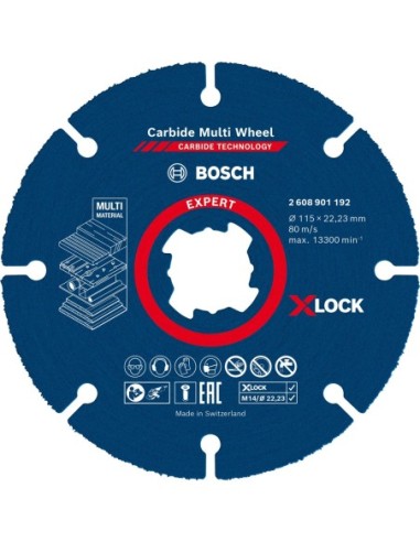 BOSCH 2608901192 Disco de corte Expert Carbide Multi Wheel X-LOCK de 115 mm 2223 mm