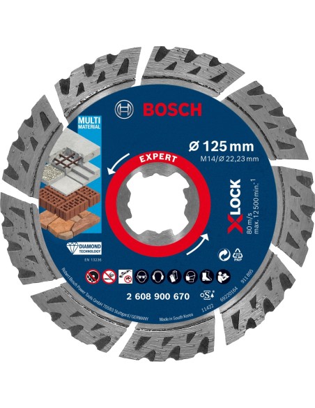 BOSCH 2608900670 Disco de corte de diamante Expert MultiMaterial X-LOCK de 125 x 2223 x 24 x 12 mm