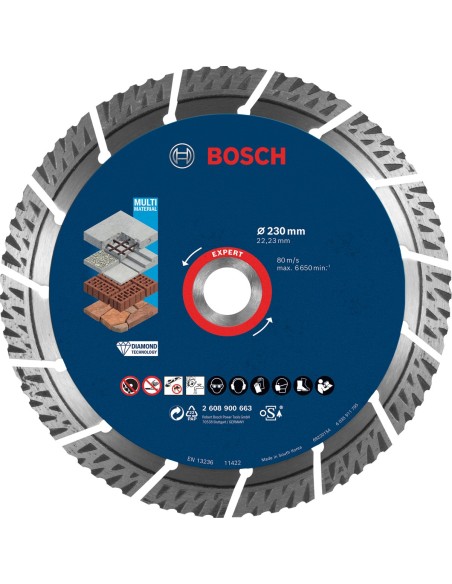 BOSCH 2608900663 Disco de corte de diamante Expert MultiMaterial de 230 x 2223 x 24 x 15 mm