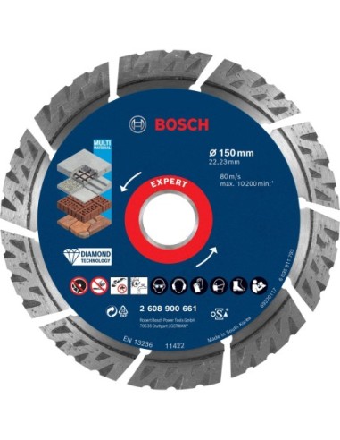 BOSCH 2608900661 Disco de corte de diamante Expert MultiMaterial de 150 x 2223 x 24 x 12 mm