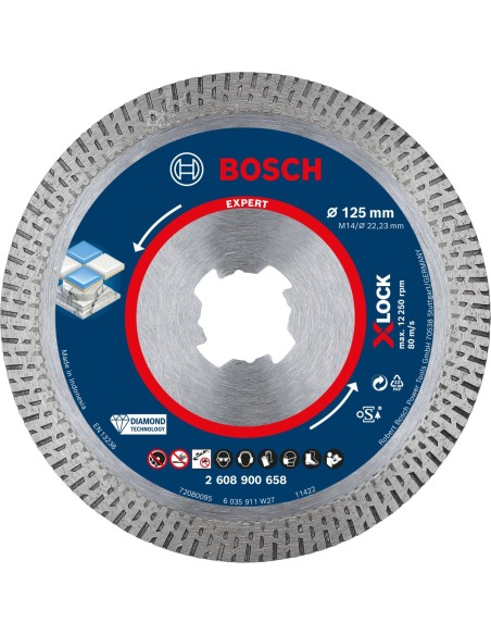 BOSCH 2608900658 Disco de corte de diamante Expert HardCeramic X-LOCK de 125 x 2223 x 14 x 10 mm