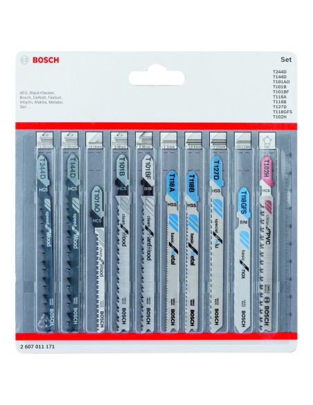 BOSCH 2607011171 Juego de 10 hojas de sierra de calar All in One