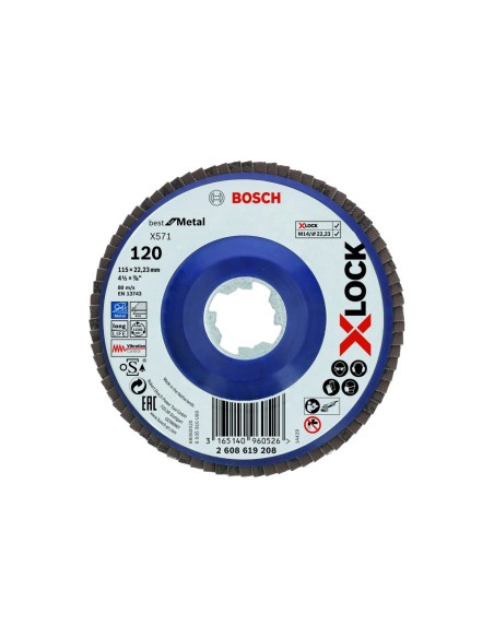 BOSCH 2608619208 X-LOCK Disco Abrasivo Laminillas X571 B.Metal:115 r.plás.G120