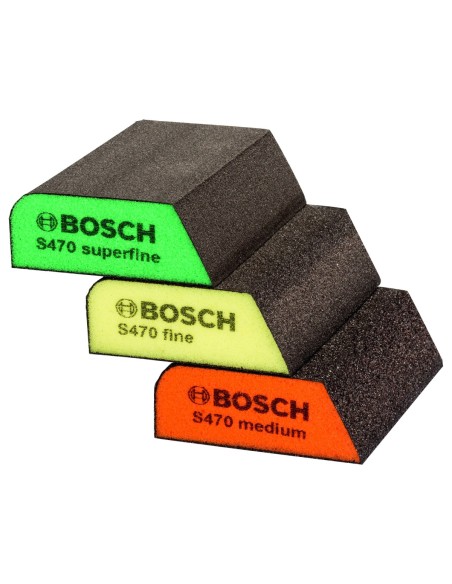 BOSCH 2609256F15 Set 3 tacos combi de lijado colores DIY