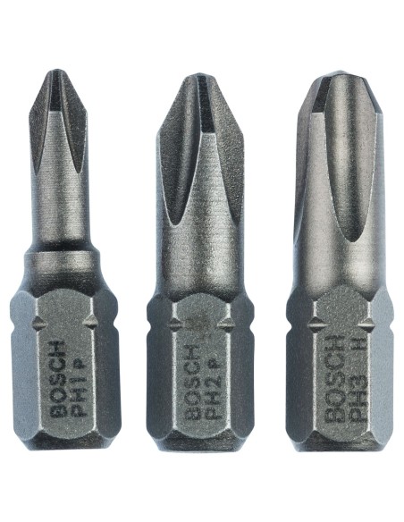 BOSCH 2607001752 Set de 3 puntas de atornillar extraduras (PH) PH1