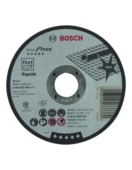 BOSCH 2608603486 Disco corte recto Best for Inox - Rapido 115 mm 08 mm