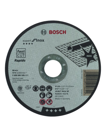 BOSCH 2608600549 Disco corte Expert Inox - Rapido AS 60 T INOX BF 125 10