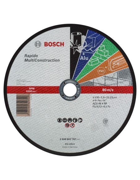 BOSCH 2608602767 Disco corte recto Rapido Multi Construction  230 mm