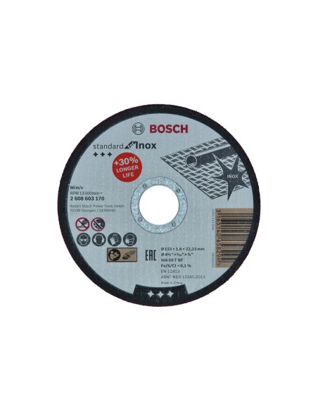 BOSCH 2608603170 Disco corte recto Standard Inox WA 60 T BF 115 2223 16