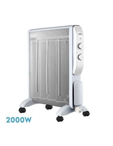 Radiador de mica de 2000W - Modelo ABRIGO Blanco y Plata (61,5x56x26,5 cm)