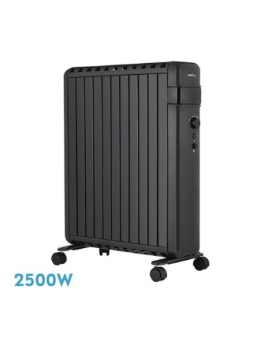 Radiador de aceite de 2500W - Modelo POLONIA Negro (63,5x45x24,6 cm)